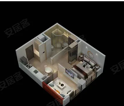  1室1厅1卫 53㎡户型图