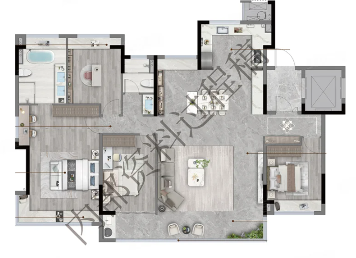  4室2厅2卫 180㎡户型图