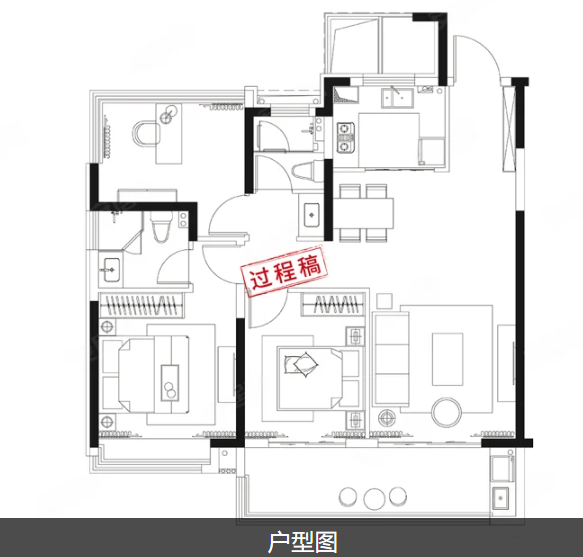  3室2厅2卫 119㎡户型图