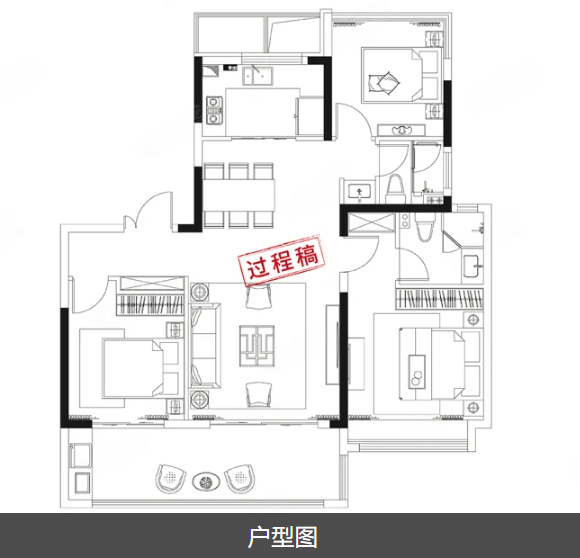  3室2厅2卫 118㎡户型图