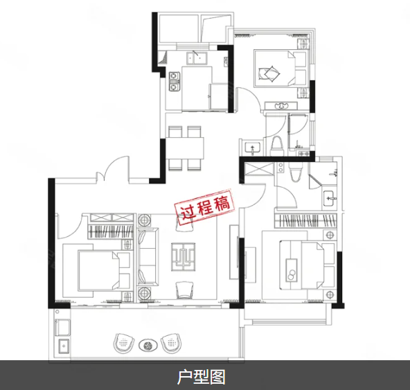  3室2厅2卫 120㎡户型图