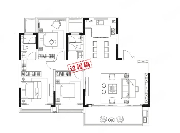  4室2厅2卫 144㎡户型图