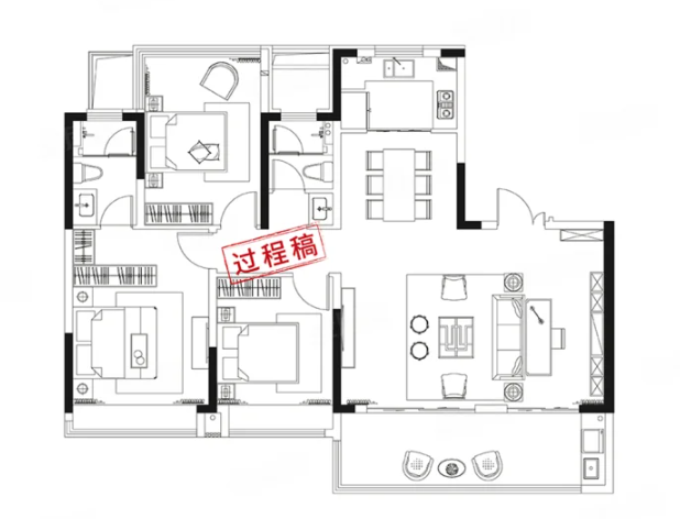  3室2厅2卫 146㎡户型图