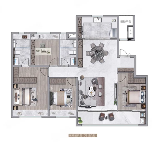  3室2厅2卫 143㎡户型图