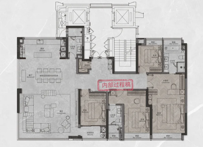  4室2厅3卫 249㎡户型图