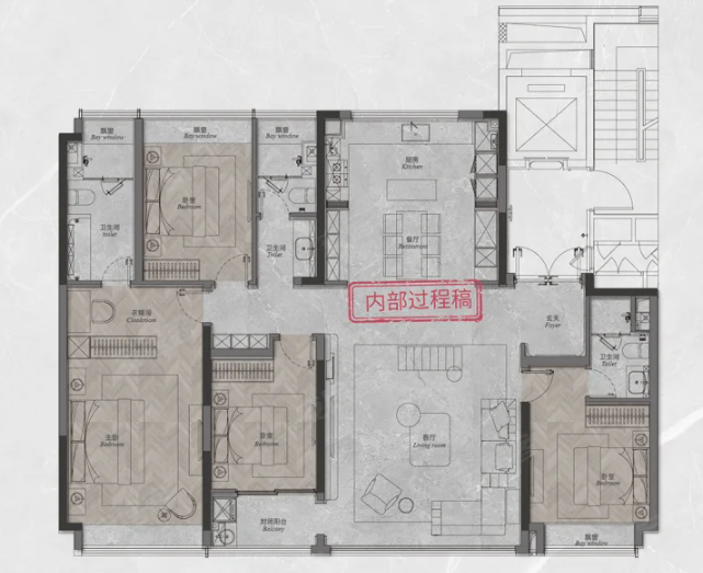  4室2厅3卫 185㎡户型图