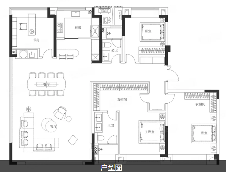  4室2厅2卫 195㎡户型图