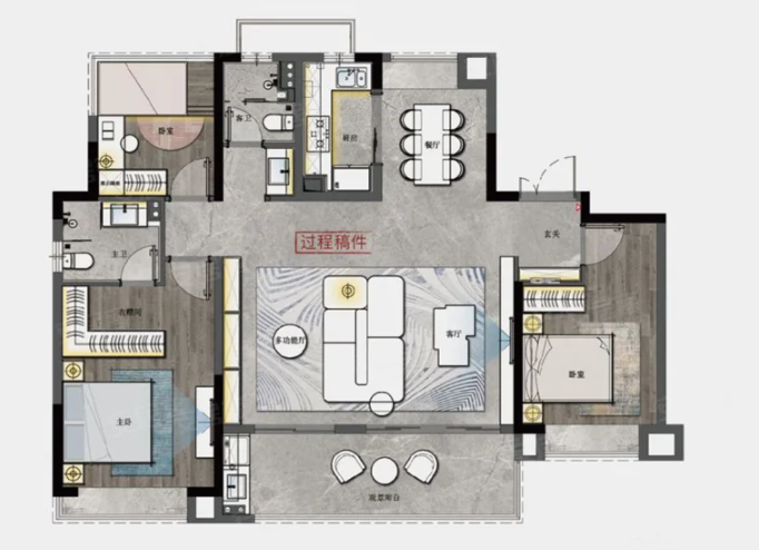  3室2厅2卫 143㎡户型图