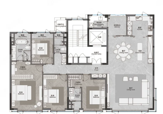  4室2厅2卫 212㎡户型图