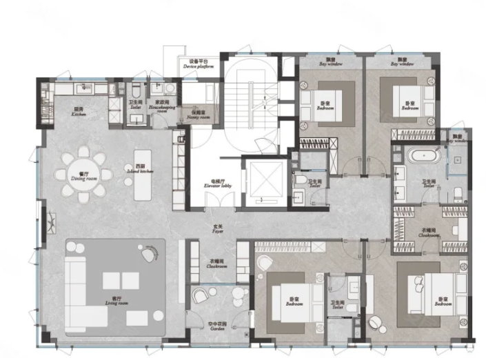  4室2厅4卫 263㎡户型图