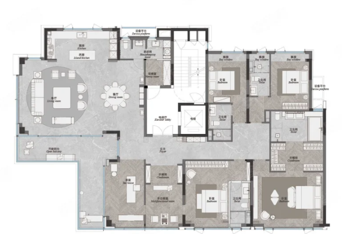  4室2厅4卫 311㎡户型图
