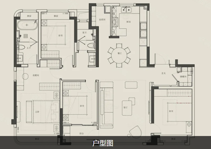  4室2厅2卫 178㎡户型图