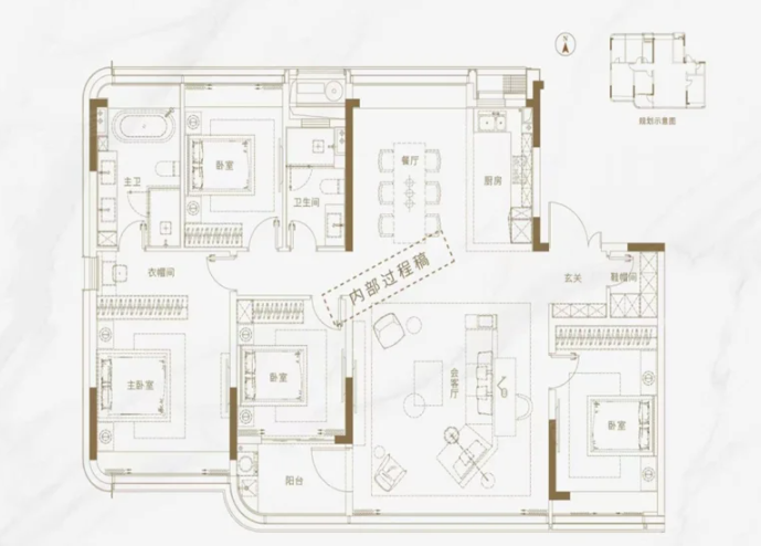  4室2厅2卫 180㎡户型图