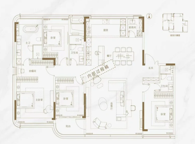  4室2厅3卫 230㎡户型图