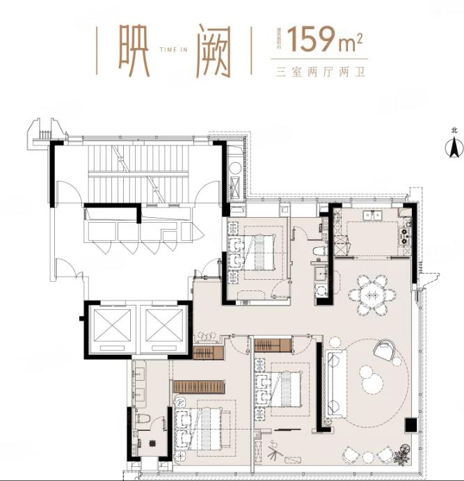  3室2厅2卫 159㎡户型图