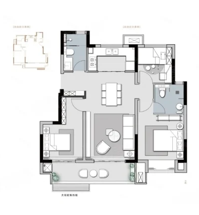  3室2厅2卫 95㎡户型图