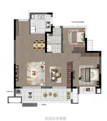  2室2厅1卫 95㎡户型图