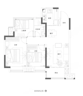  3室0厅1卫 89㎡户型图