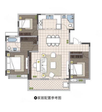  3室2厅2卫 138㎡户型图