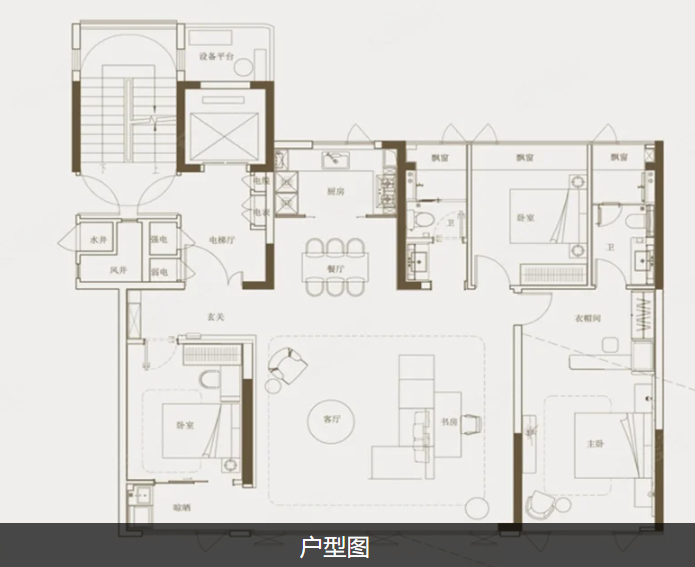  3室2厅2卫 143㎡户型图