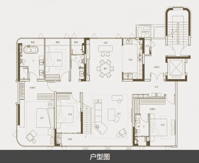  5室2厅4卫 250㎡户型图