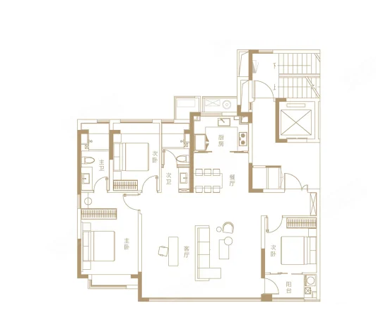 3室2厅2卫 148㎡户型图