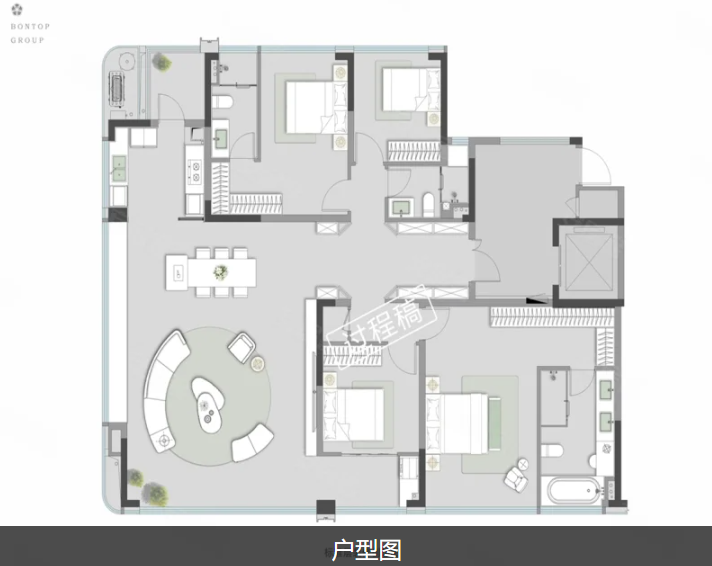  4室2厅3卫 175㎡户型图