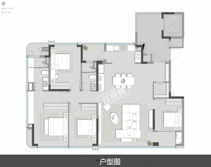  4室2厅2卫 143㎡户型图