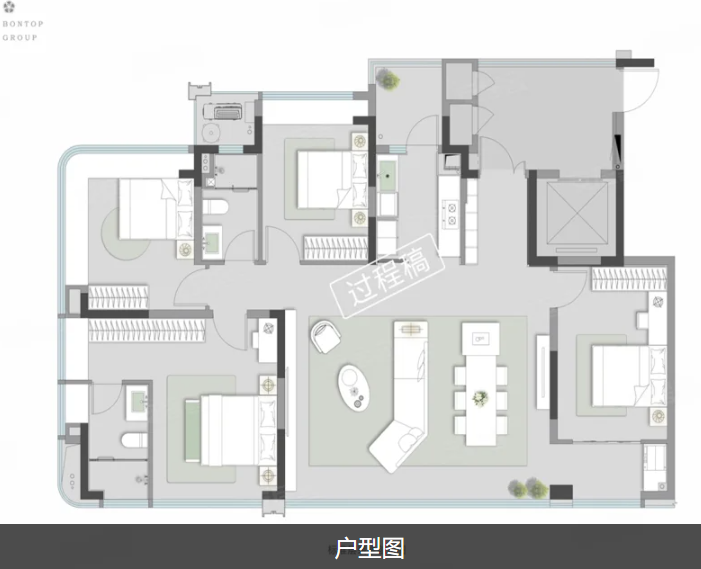  4室2厅2卫 132㎡户型图