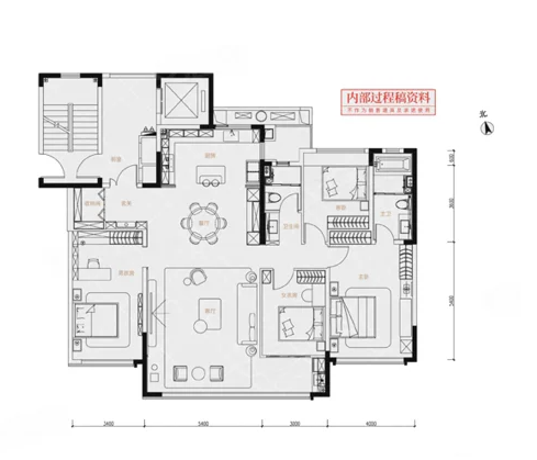  4室2厅2卫 168㎡户型图