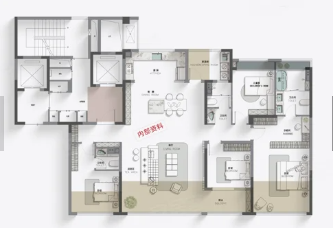  4室2厅2卫 186㎡户型图