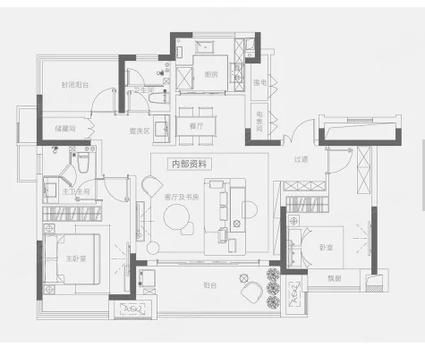  2室2厅2卫 119㎡户型图