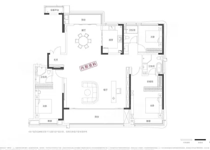  3室2厅3卫 225㎡户型图