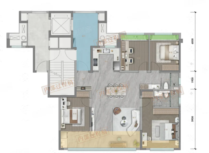  4室2厅2卫 128㎡户型图
