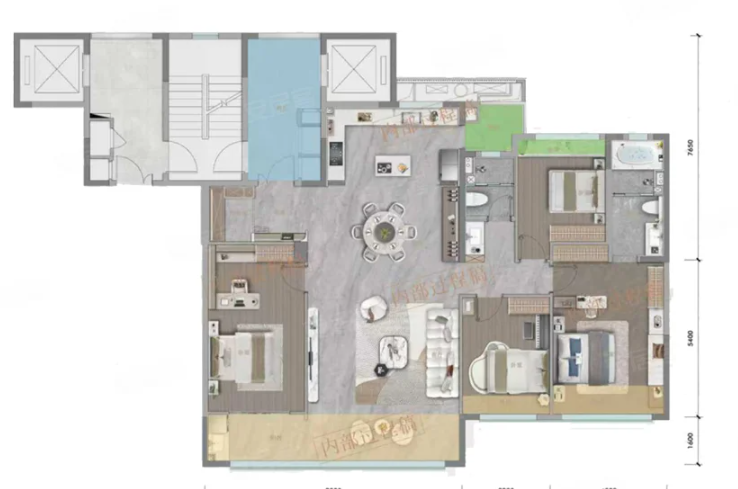  4室2厅2卫 170㎡户型图