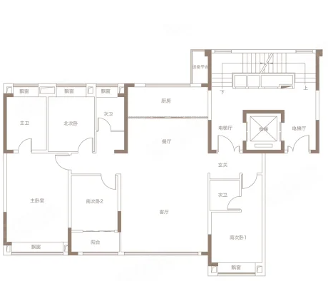  4室2厅3卫 167㎡户型图