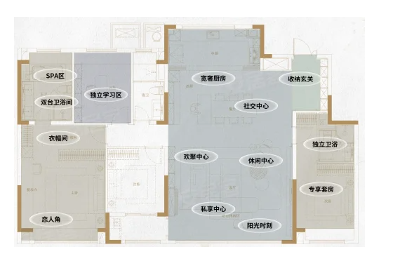  4室2厅3卫 189㎡户型图