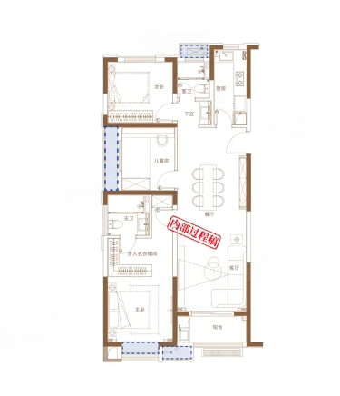  3室2厅2卫 123㎡户型图