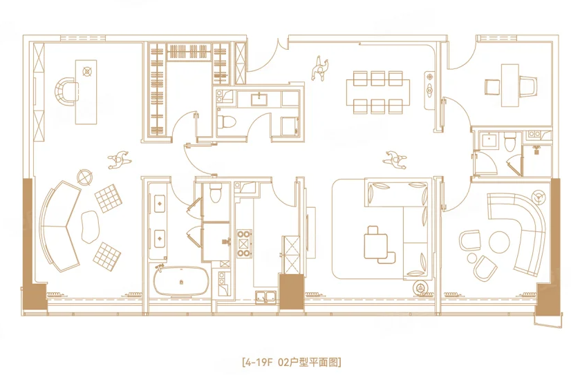  2室2厅2卫 185平米㎡户型图