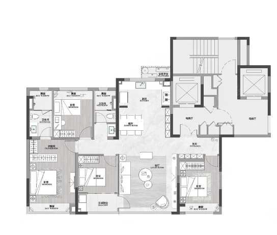  4室2厅2卫 143㎡户型图
