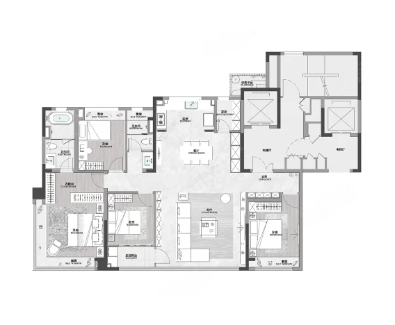  4室2厅2卫 168㎡户型图
