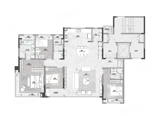  4室2厅3卫 188㎡户型图