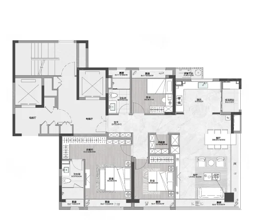  4室2厅2卫 143㎡户型图