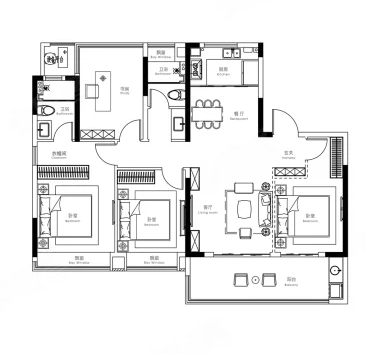 4室2厅2卫 146㎡户型图