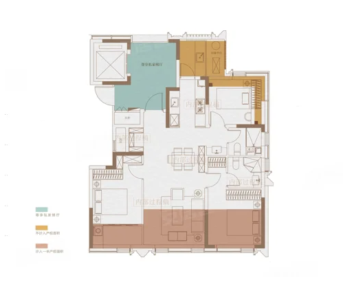  3室2厅2卫 96㎡户型图