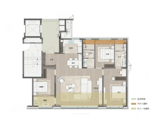  3室2厅2卫 126㎡户型图