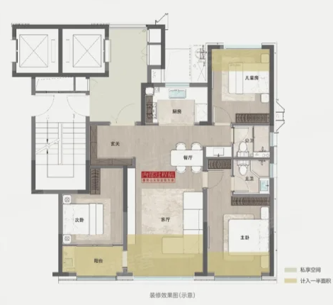  3室2厅2卫 107㎡户型图