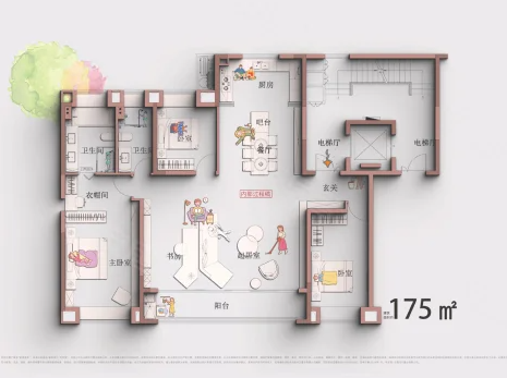  3室2厅2卫 175㎡户型图