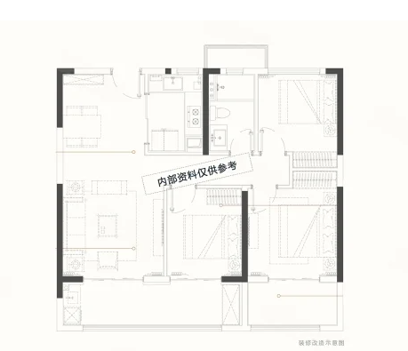  3室2厅1卫 108㎡户型图