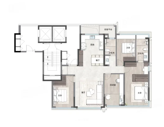  4室2厅2卫 142㎡户型图